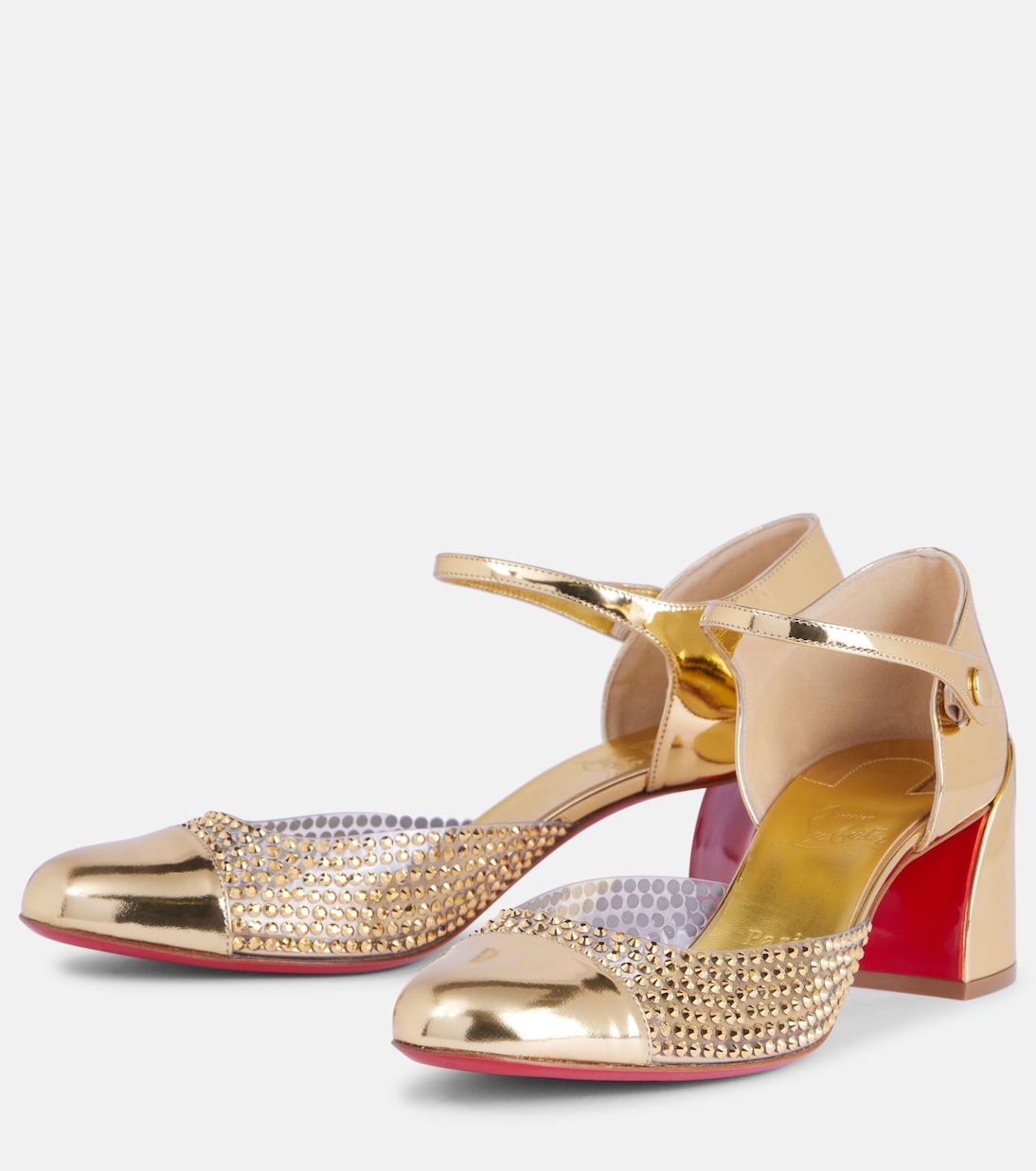 Туфли Miss MJ из стразов и зеркальной кожи с элементами ПВХ Christian Louboutin, Gold/Cry Aurum/Lin Gold — фото 4