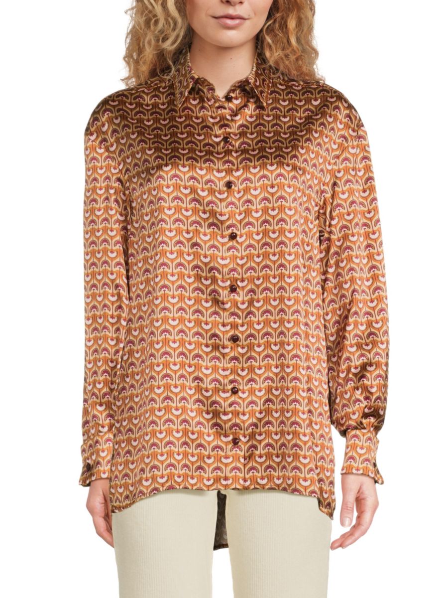 

Атласная рубашка с принтом Sonia Rykiel, цвет Brown Multi