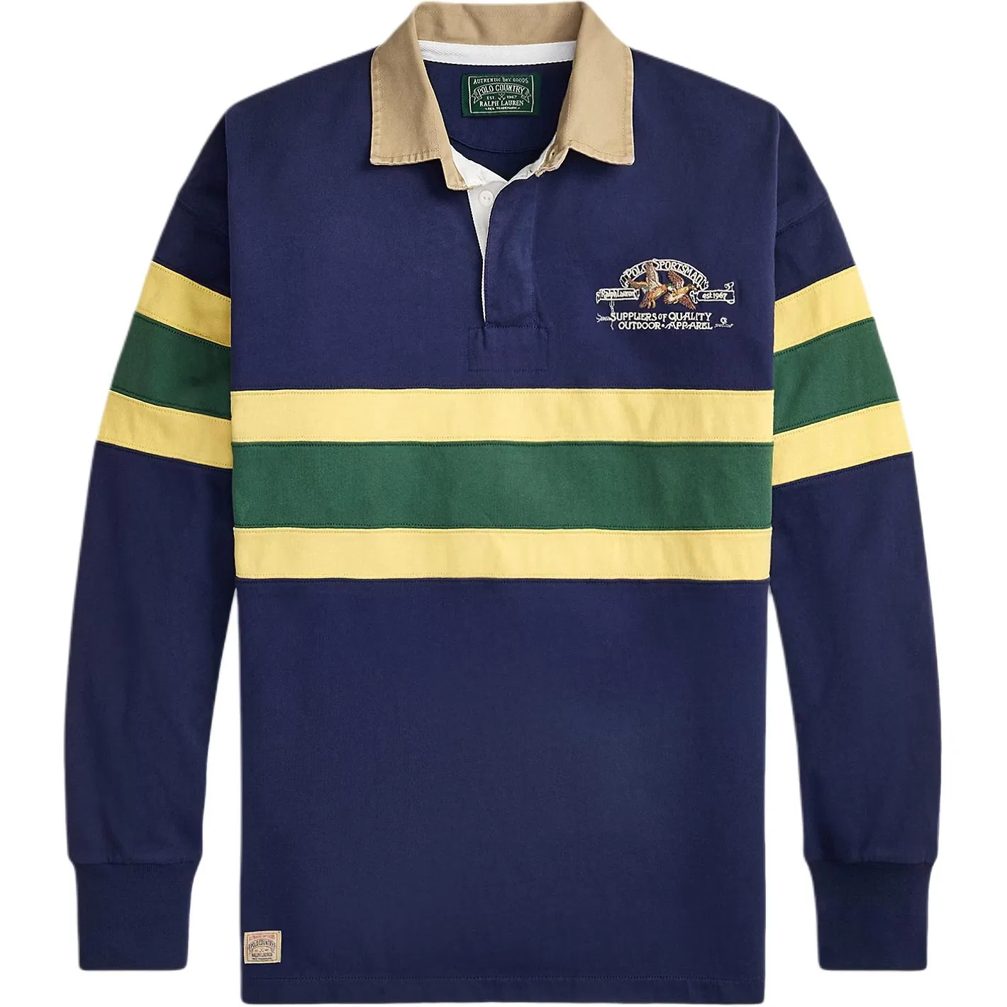 Поло с длинным рукавом и полосатой отделкой Polo Ralph Lauren, Newport Marine Blue