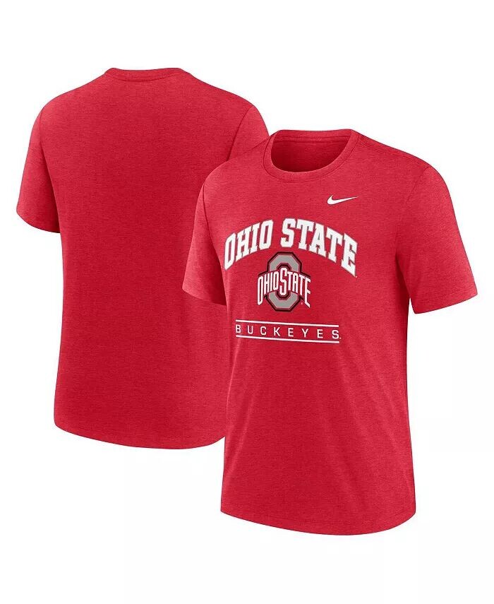 

Мужская алая футболка Ohio State Buckeyes с логотипом Arch Over Tri-Blend Nike