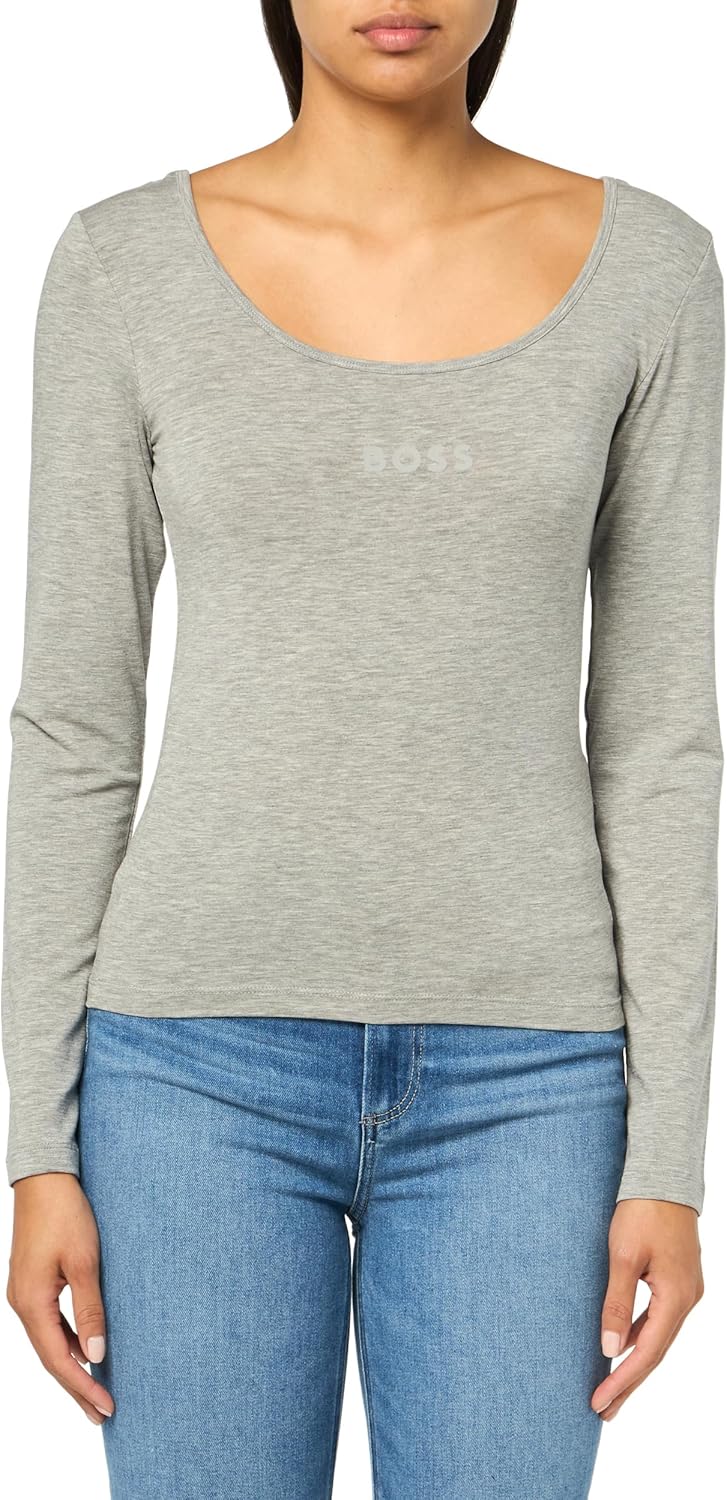 

BOSS мужская футболка с длинным рукавом и круглым вырезом, Medium Grey