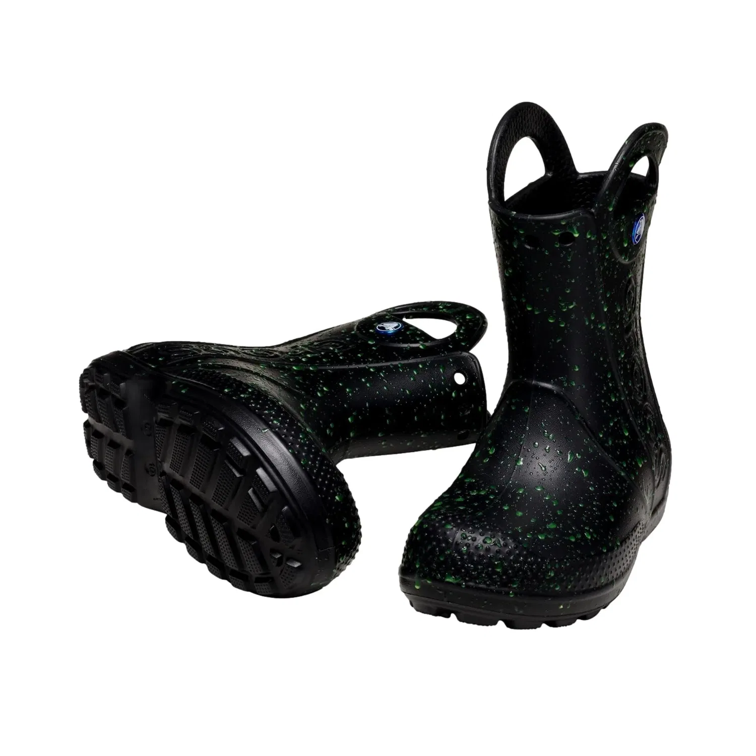 Детские резиновые сапоги Crocs Handle it Rain Boot, черные, светящиеся в темноте — фото 4