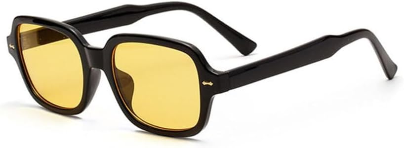

Солнцезащитные очки LVTFCO Retro Rectangle для женщин, модные, с прозрачными линзами цвета океана, мужские солнцезащитные очки с защитой от УФ-излучения UV400, Black Yellow