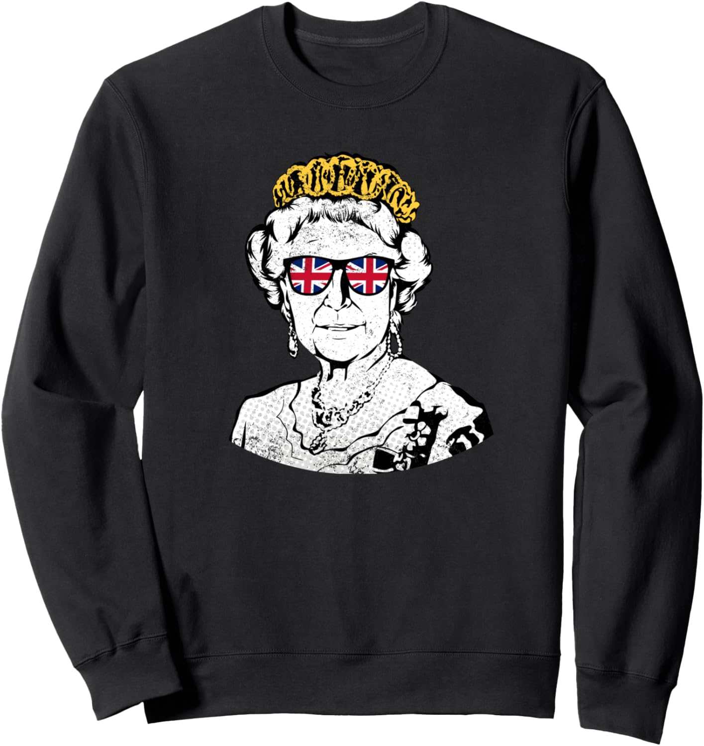 

Толстовка с изображением британской королевы в солнцезащитных очках и короне, с мемом «Юнион Джек», черная British Queen Sunglasses Crown Union Jack Meme