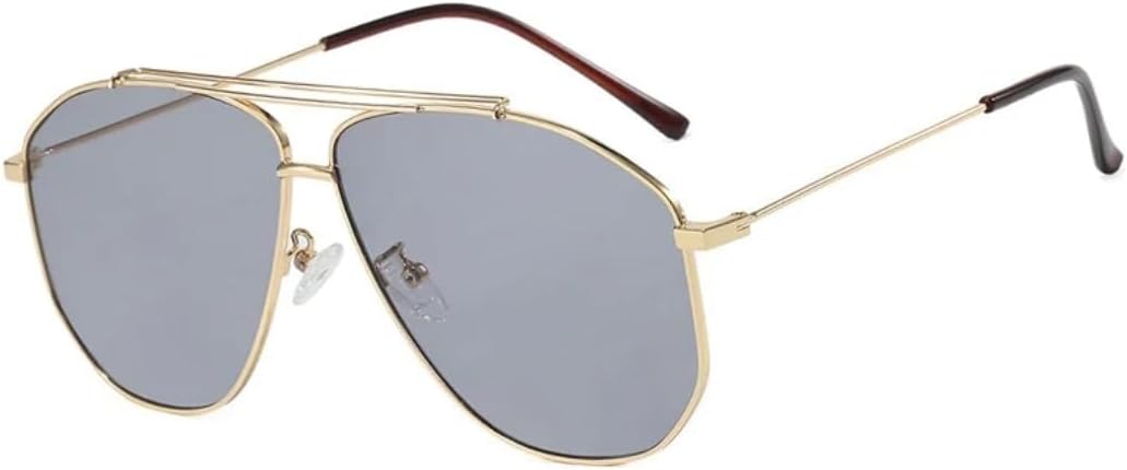 

Солнцезащитные очки с защитой UV400 | Увеличенные металлические двойные перемычки | для женщин и мужчин, для занятий спортом на открытом воздухе и вождения LXLHWN, Golden Light Gray