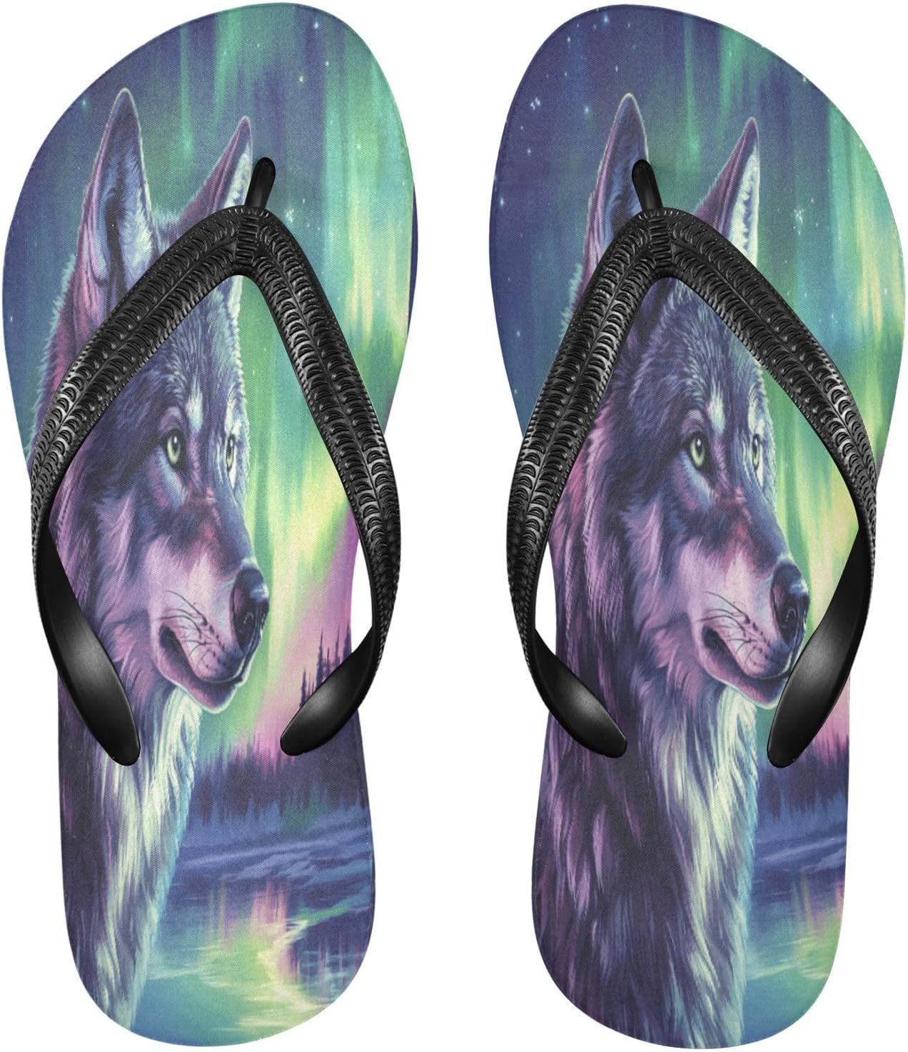 

Вьетнамки Aurora Wolf Teal для пляжа с душем, резиновые нескользящие летние шлепанцы для женщин и мужчин Sinestour