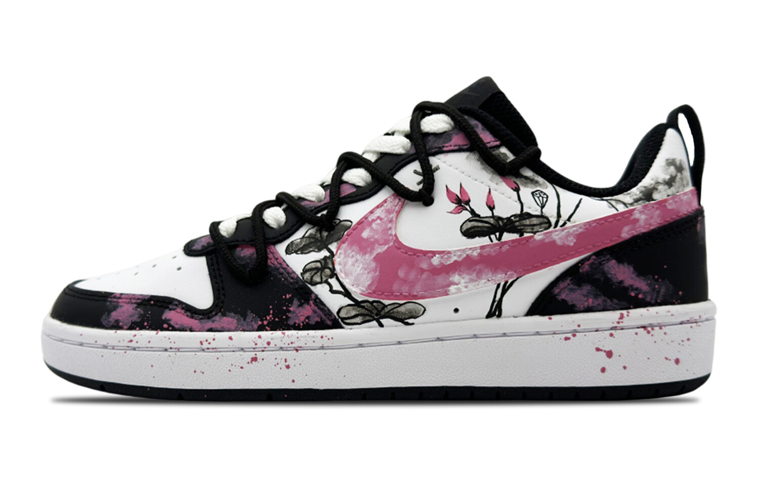 

Кроссовки Nike Court Borough Skateboard Shoes Women's Low-Top Black Pink, Черный, Кроссовки Nike Court Borough Skateboard Shoes Women's Low-Top Black Pink