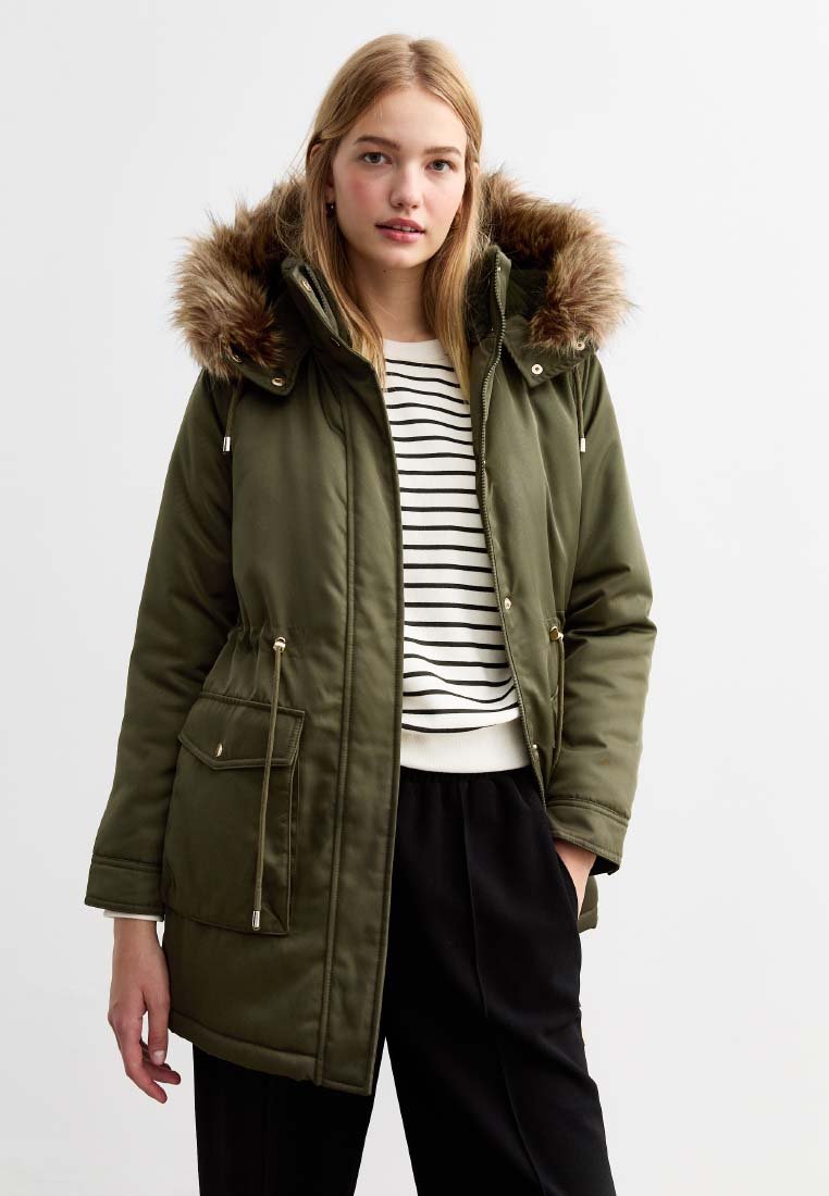 

Парка FAUX FUR TRIM New Look, хаки
