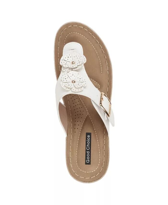 Женские босоножки на танкетке Narbonne с цветочным узором GC Shoes, белый — фото 4