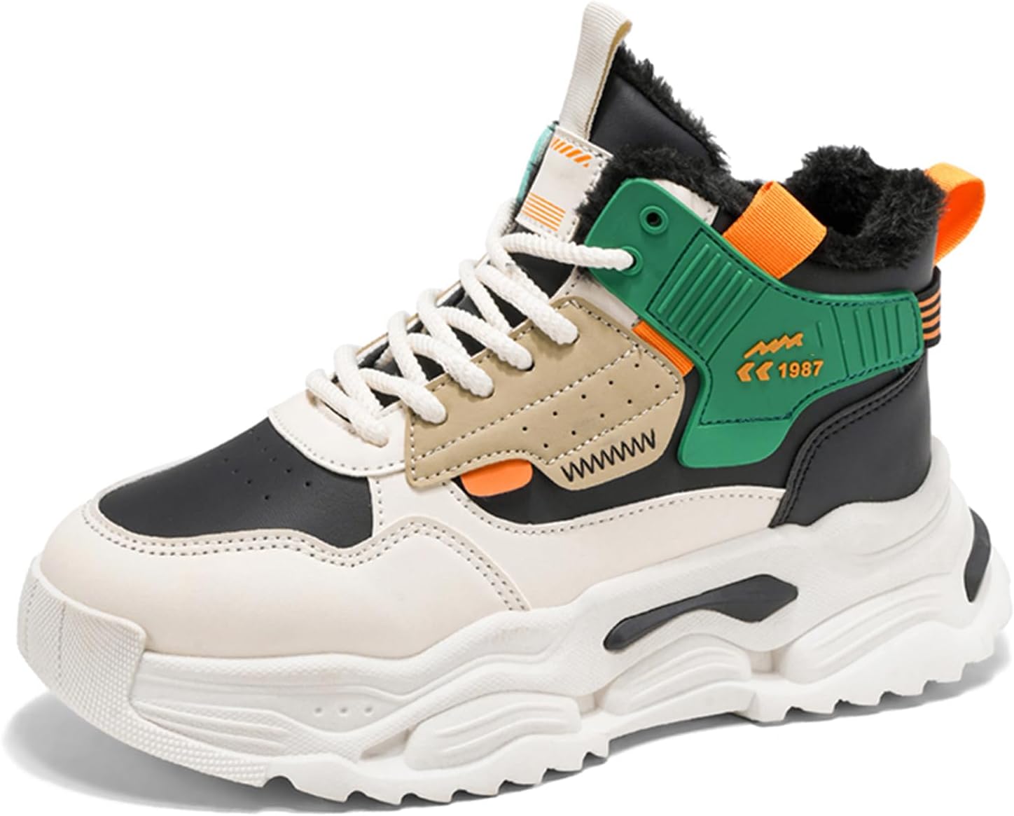 

Мужские высокие модные кроссовки Ботинки для пеших прогулок Повседневные спортивные прогулочные туфли Объемные кроссовки Spwagym, зеленый