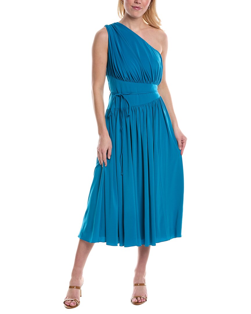 

Платье миди на одно плечо Halston, синий
