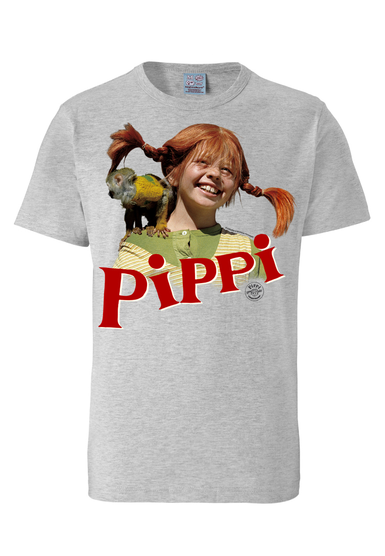 

Футболка Logoshirt Pippi Langstrumpf Äffchen Herr Nilsson, серый