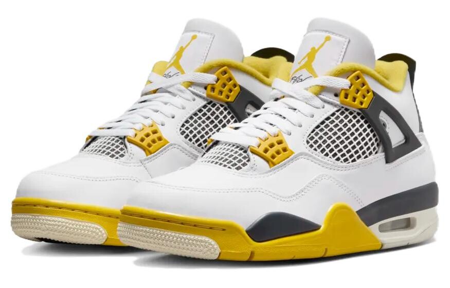 Jordan Air Jordan 4 Винтажные баскетбольные кроссовки женские, White/Orange — фото 3