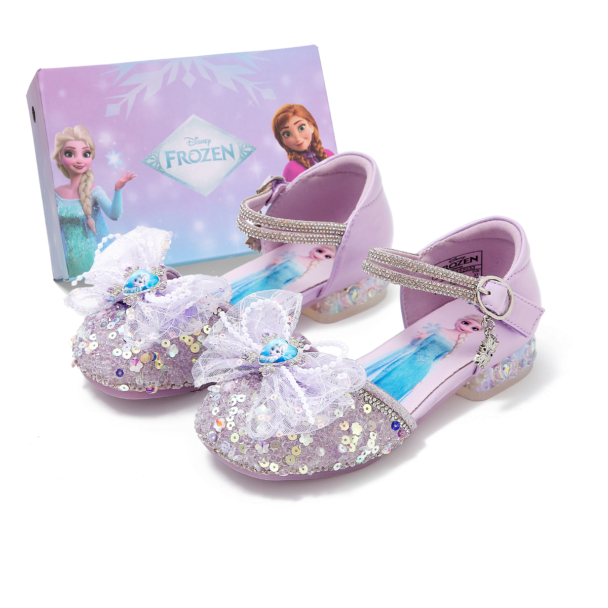 Детские кожаные туфли серии Frozen Series с противоскользящей подошвой, амортизирующие, устойчивые к истиранию и ударам Disney, фиолетовый — фото 2