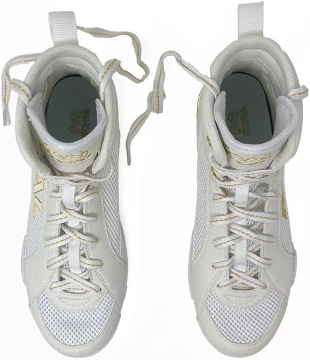 Боксерские кроссовки RIVAL Boxing RSX-Guerrero Deluxe Mid-Top с улучшенной внутренней посадкой, белый/золотой — фото 4