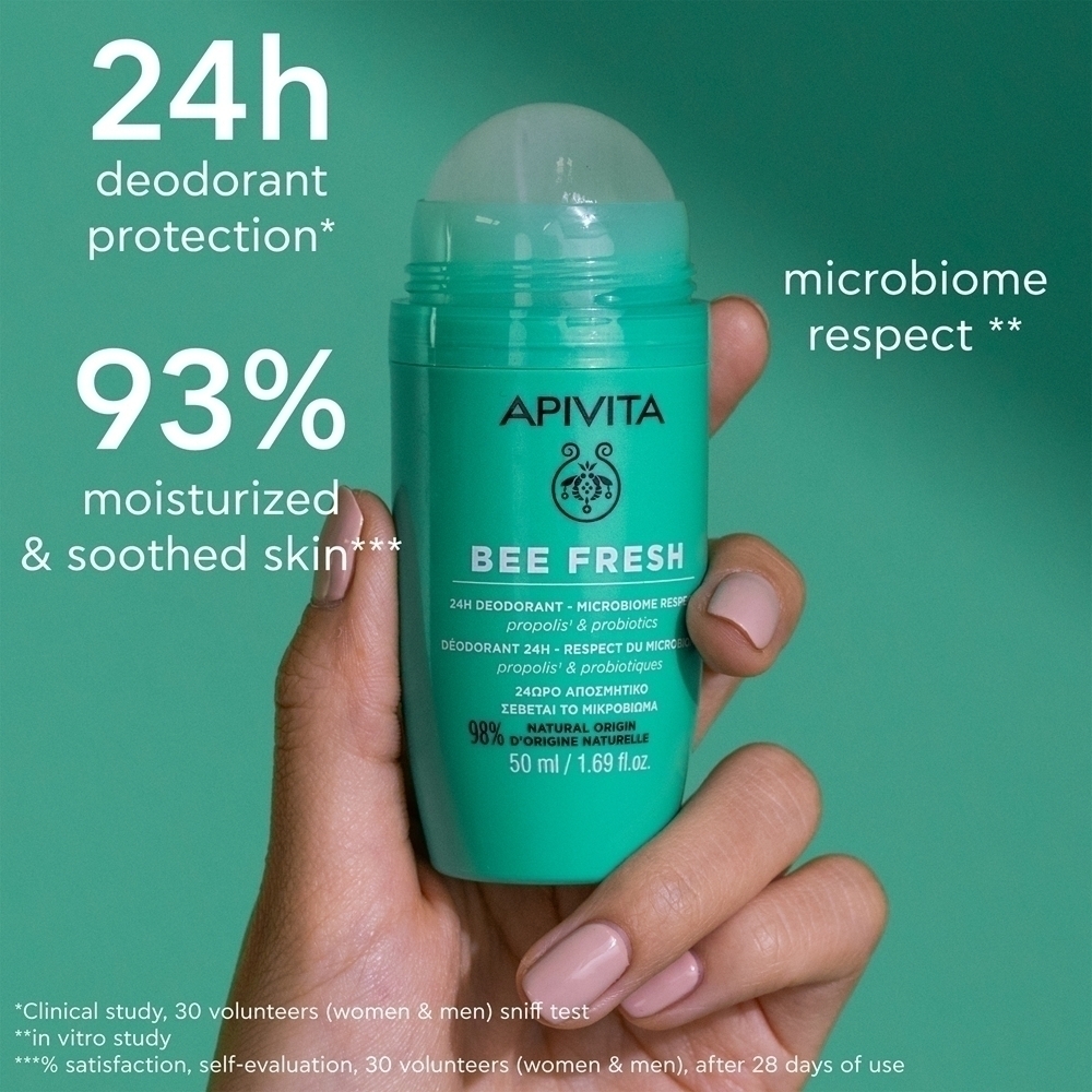 Шариковый дезодорант Bee Fresh Apivita, nuo perteklinio prakaitavimo ir nemalonaus kvapo 50 мл — фото 4