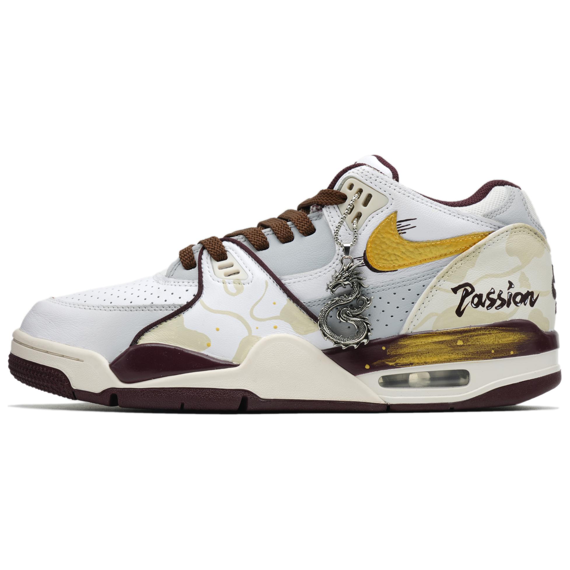 

Nike Баскетбольные кроссовки Air Flight 89 с низким верхом, устойчивые к истиранию и скольжению, мужские, коричневые, золотистые