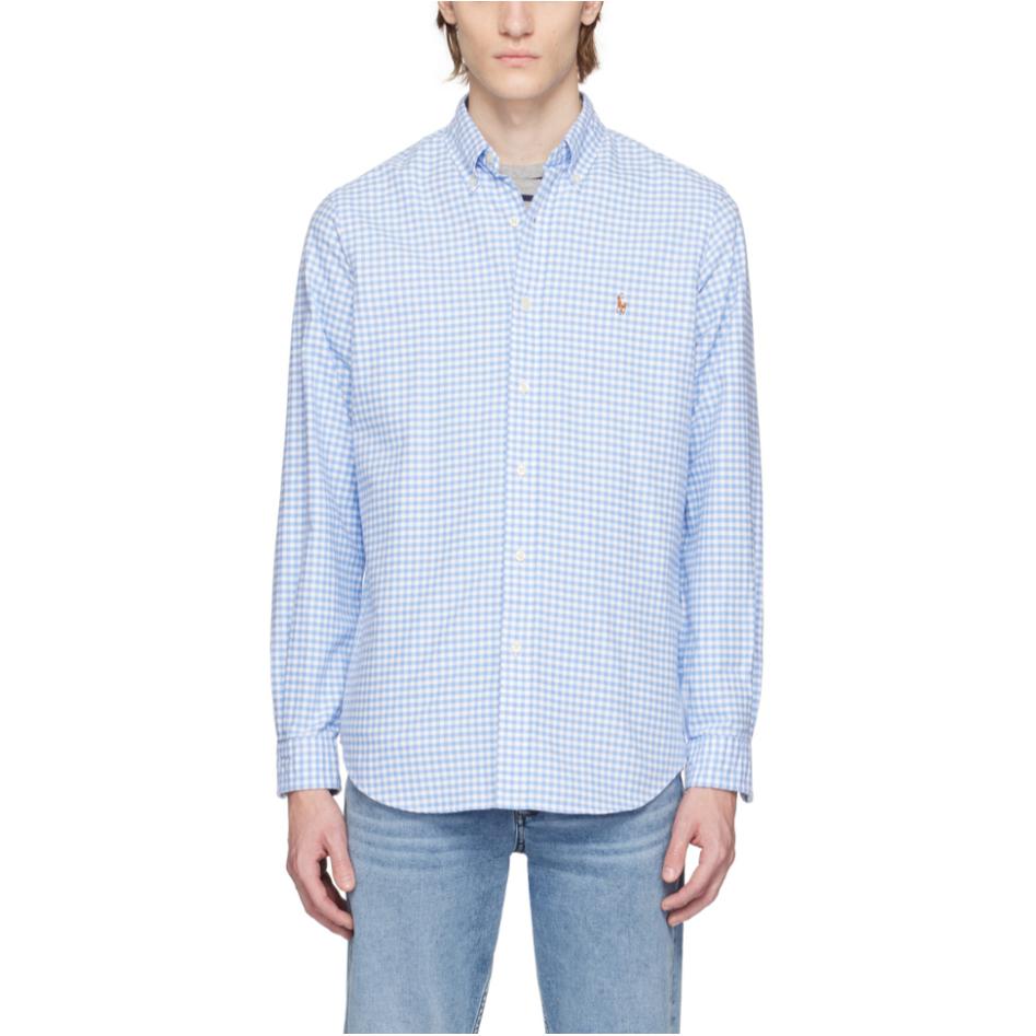 Футболка Polo Ralph Lauren в клетку, синяя — фото 4