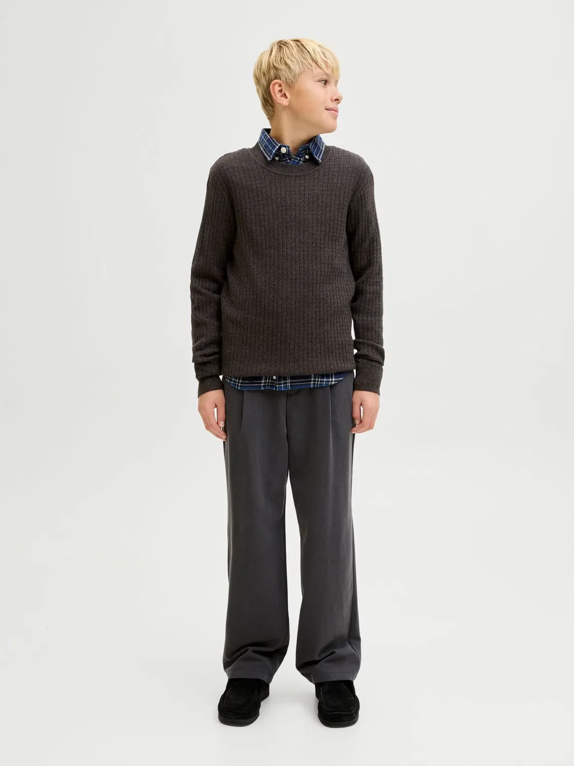 Свитер вязаный JACK & JONES Junior, шоколадный коричневый — фото 4