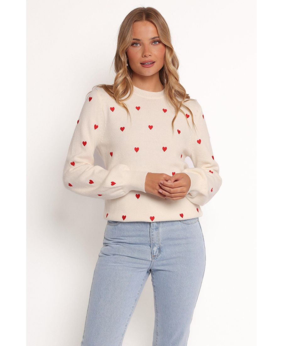 

Женский мини-свитер Xadie с сердечками по всей поверхности Petal and Pup, Off-white