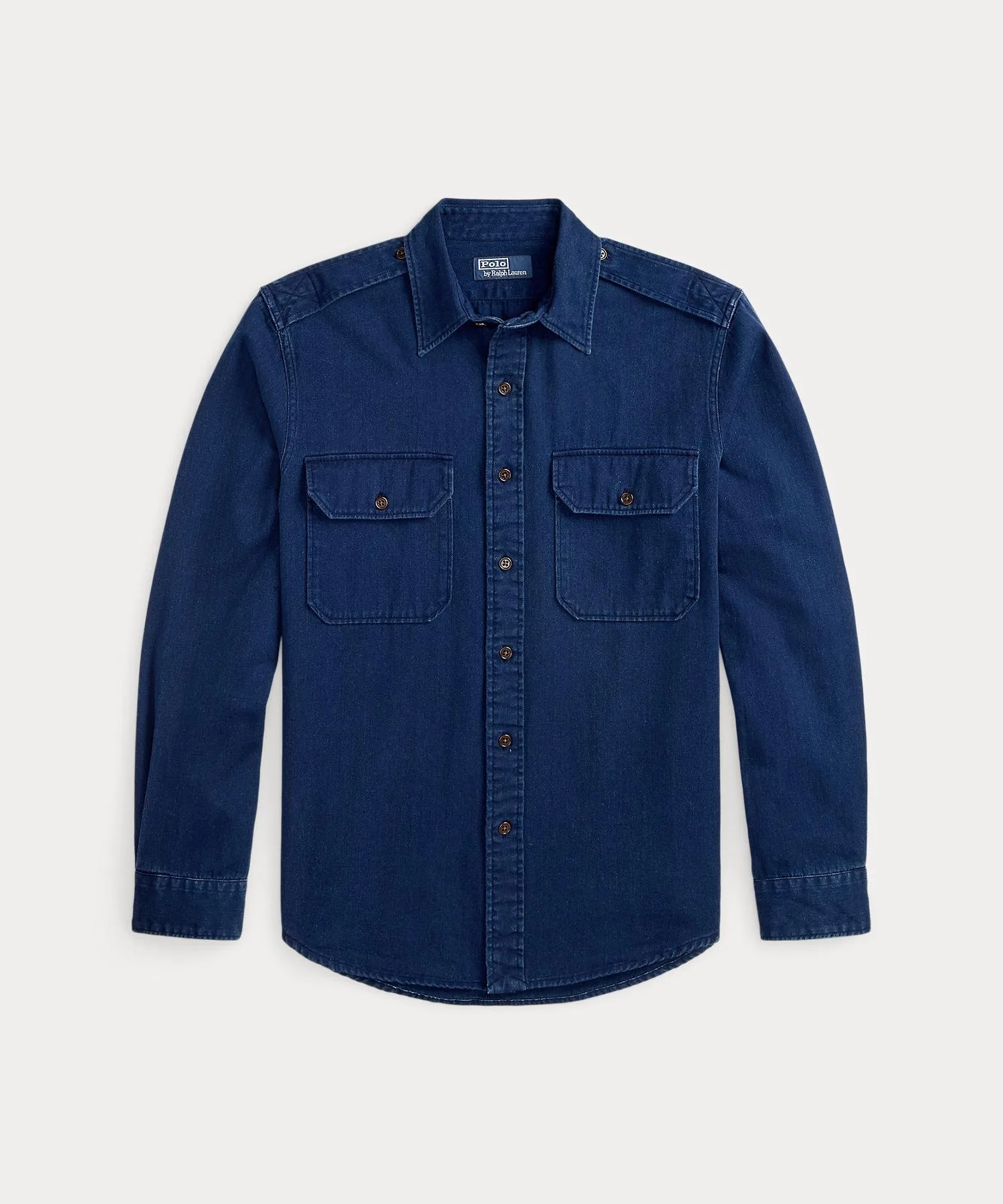 Классическая рабочая рубашка-чинос цвета индиго Polo Ralph Lauren, 400 Blue — фото 2