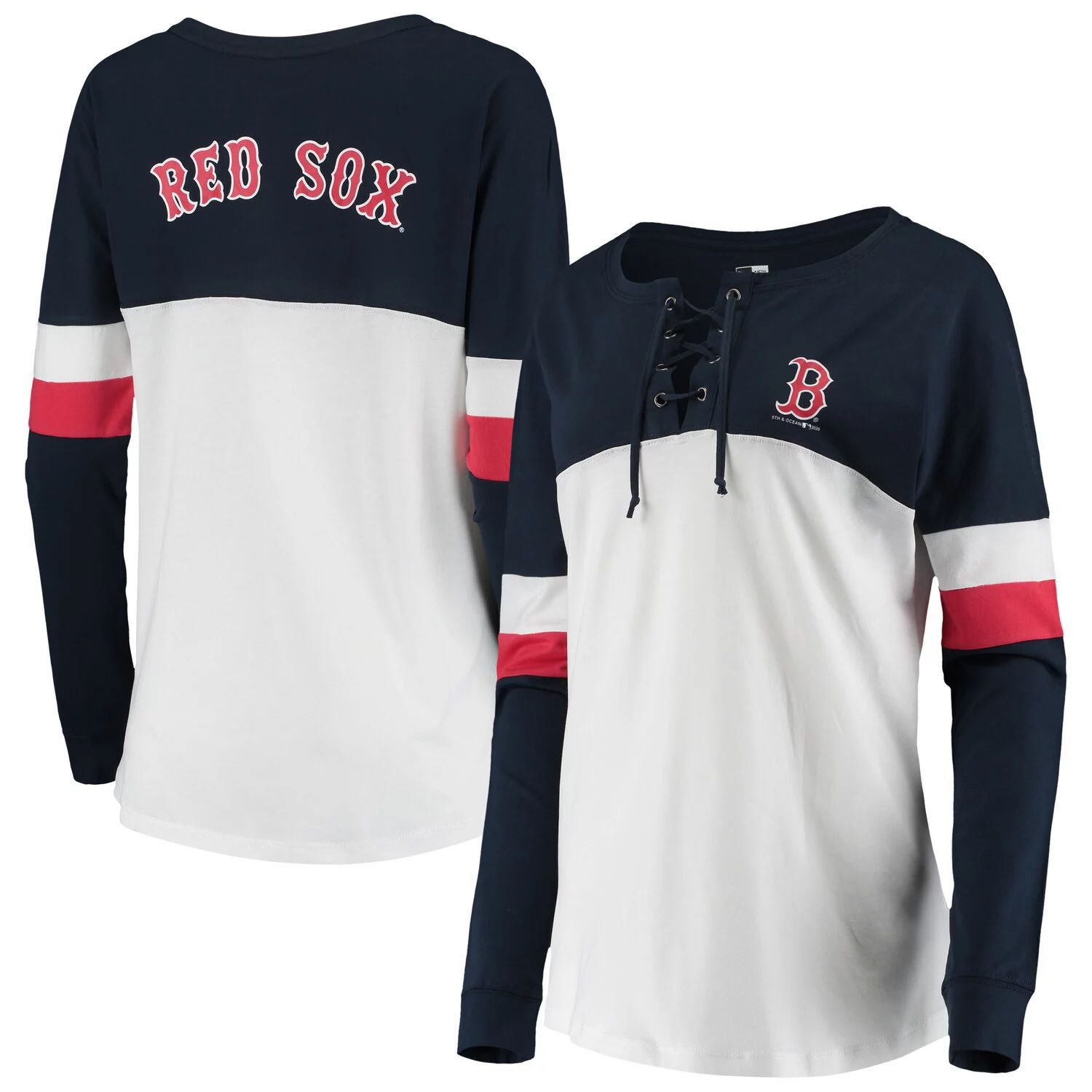 

Женская футболка New Era белого/темно-синего цвета Boston Red Sox со шнуровкой и длинными рукавами New Era, Синий, Женская футболка New Era белого/темно-синего цвета Boston Red Sox со шнуровкой и длинными рукавами New Era