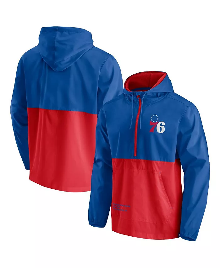 

Мужская ветровка Philadelphia 76ers Royal Red Block Party с капюшоном и полузастежкой-молнией Fanatics
