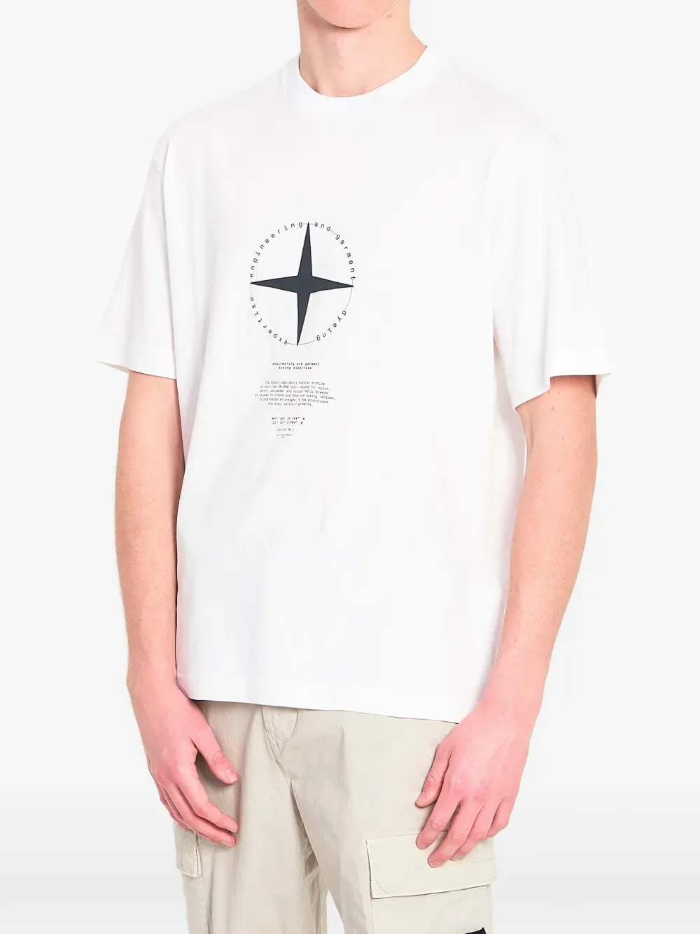Футболка с круглым вырезом и принтом Stone Island, белый — фото 3