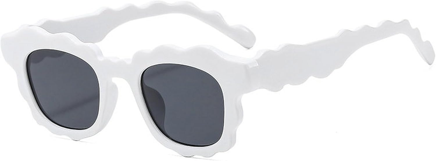 

Солнцезащитные очки COTIA Fashion Square для женщин, новые, с уникальной оправой неправильной волнообразной формы, солнцезащитные очки для мужчин, модные и милые очки, White