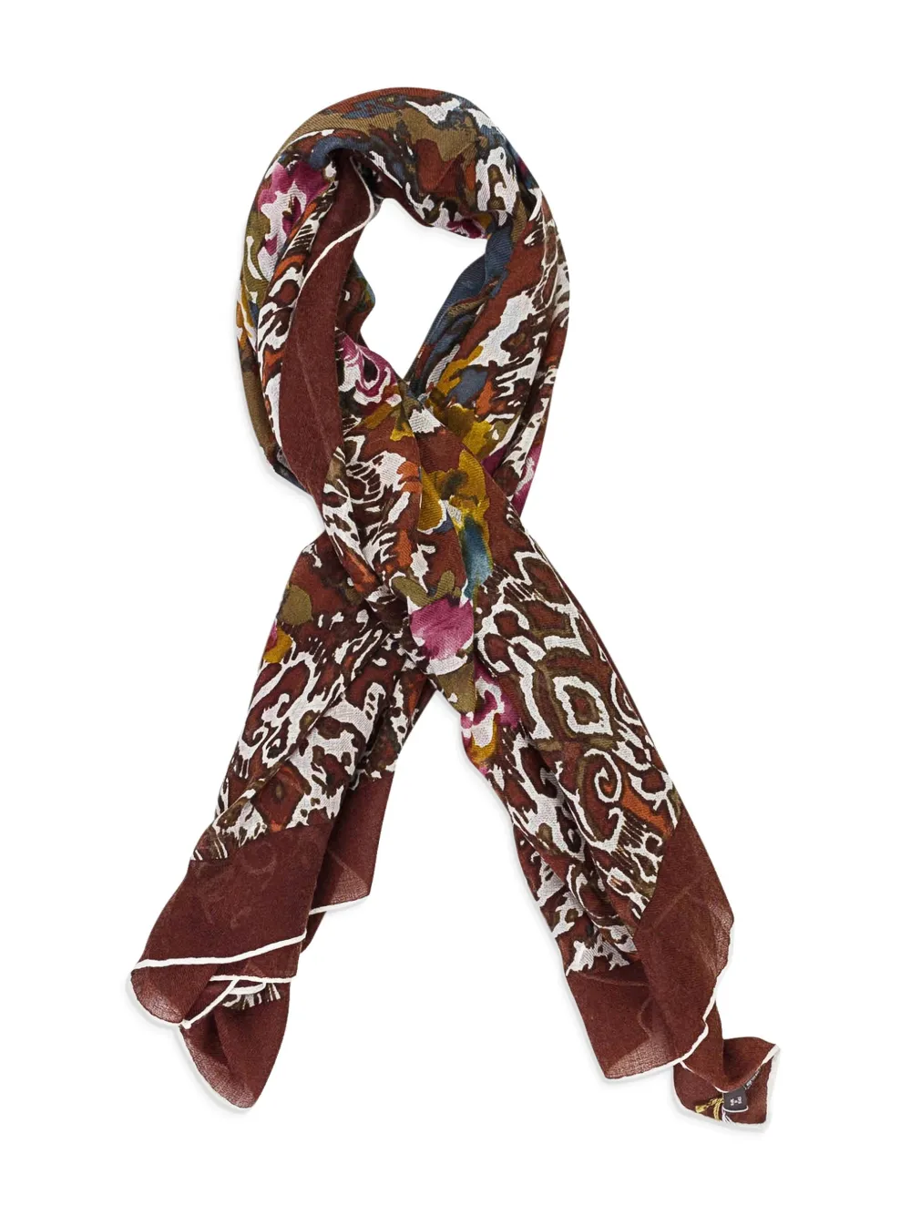 

Шарф с цветочным принтом Loro Piana, коричневый