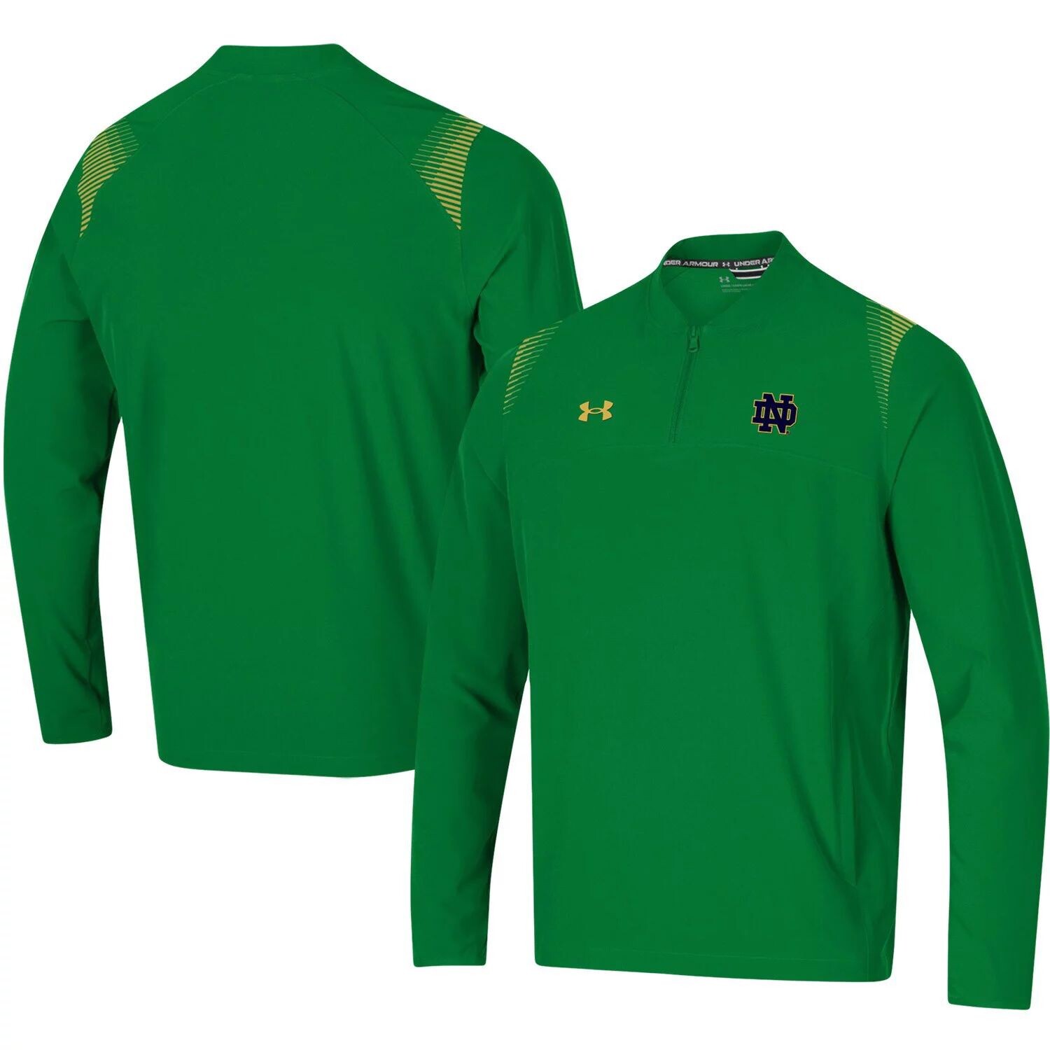

Мужская зеленая куртка Notre Dame Fighting Irish 2021 с молнией на четверть и боковой линией Under Armour, Зеленый, Мужская зеленая куртка Notre Dame Fighting Irish 2021 с молнией на четверть и боковой линией Under Armour