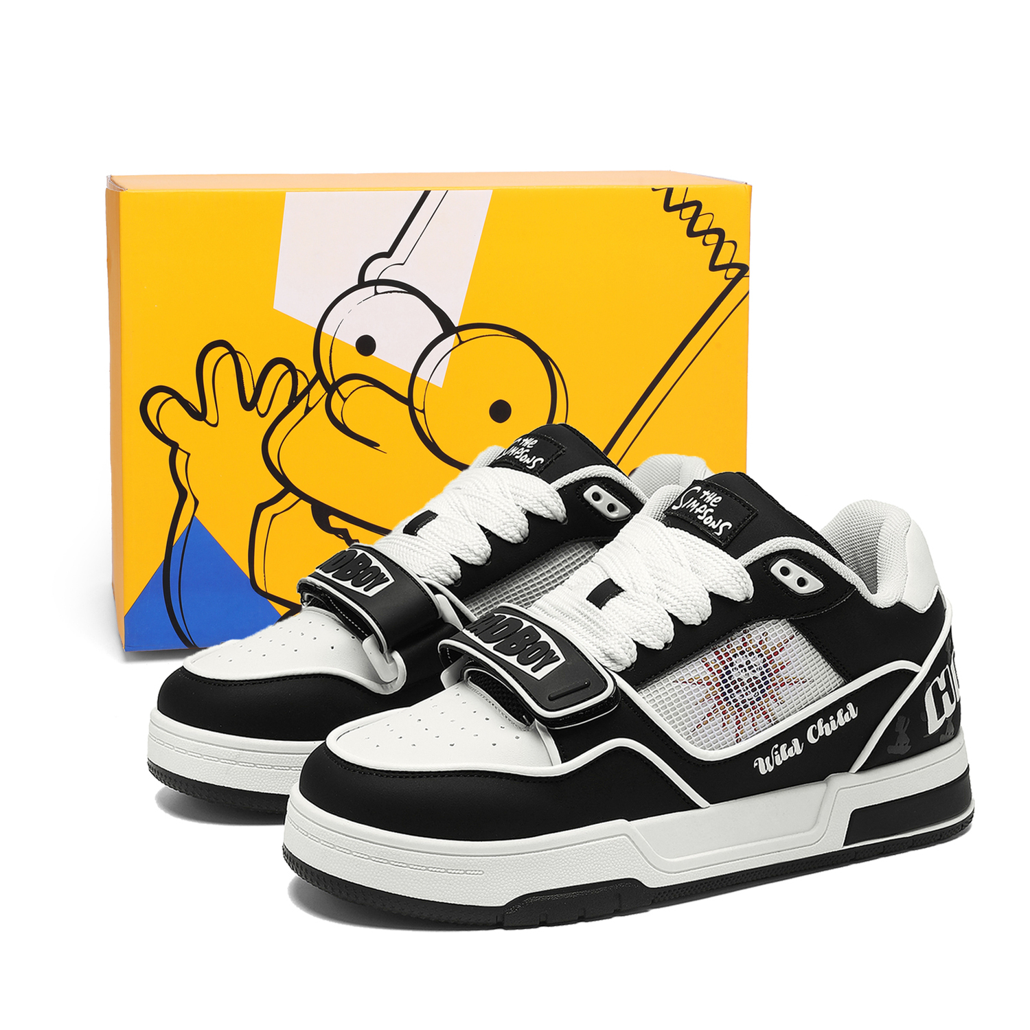 

The Simpsons Кроссовки для скейтборда унисекс низкие бело-черные с амортизацией износостойкие сбалансированные легкие дышащие поддерживающие, цвет White Black