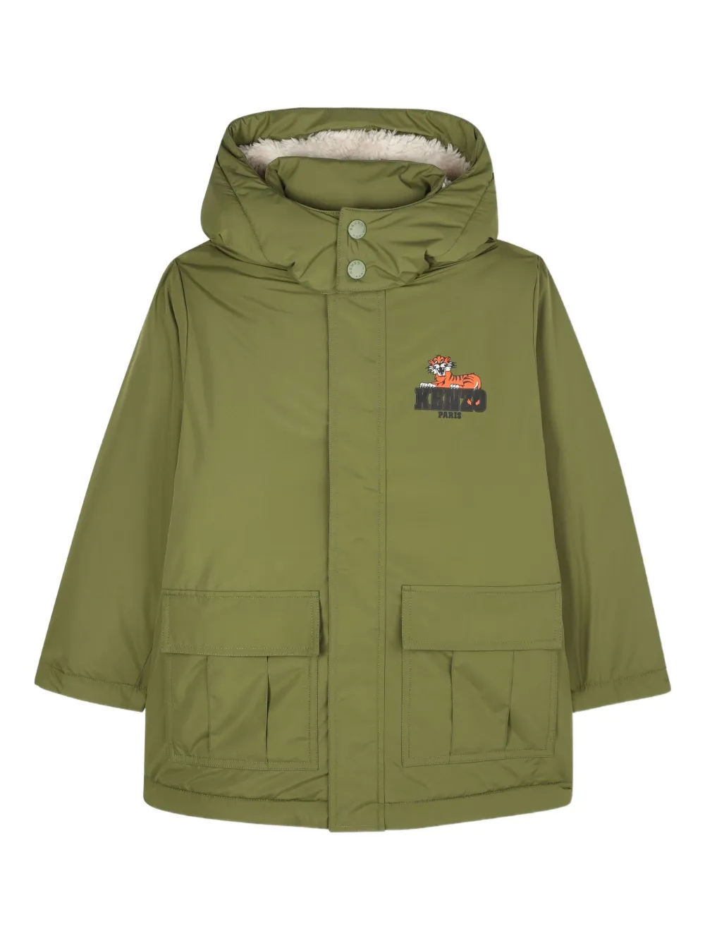 

Пуховик с капюшоном Kenzo Kids, зеленый