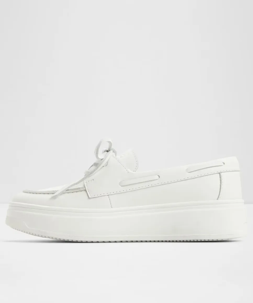Женские кожаные туфли-лодочки с круглым носком Aldo, белый — фото 2