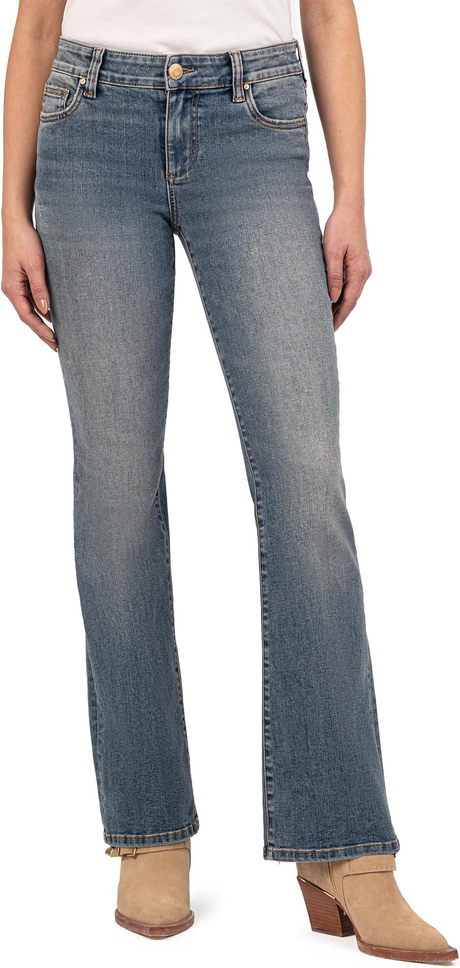

Джинсы KUT from the Kloth Natalie Mid-Rise Flare Five-Pocket In Worthy, цвет Worthy