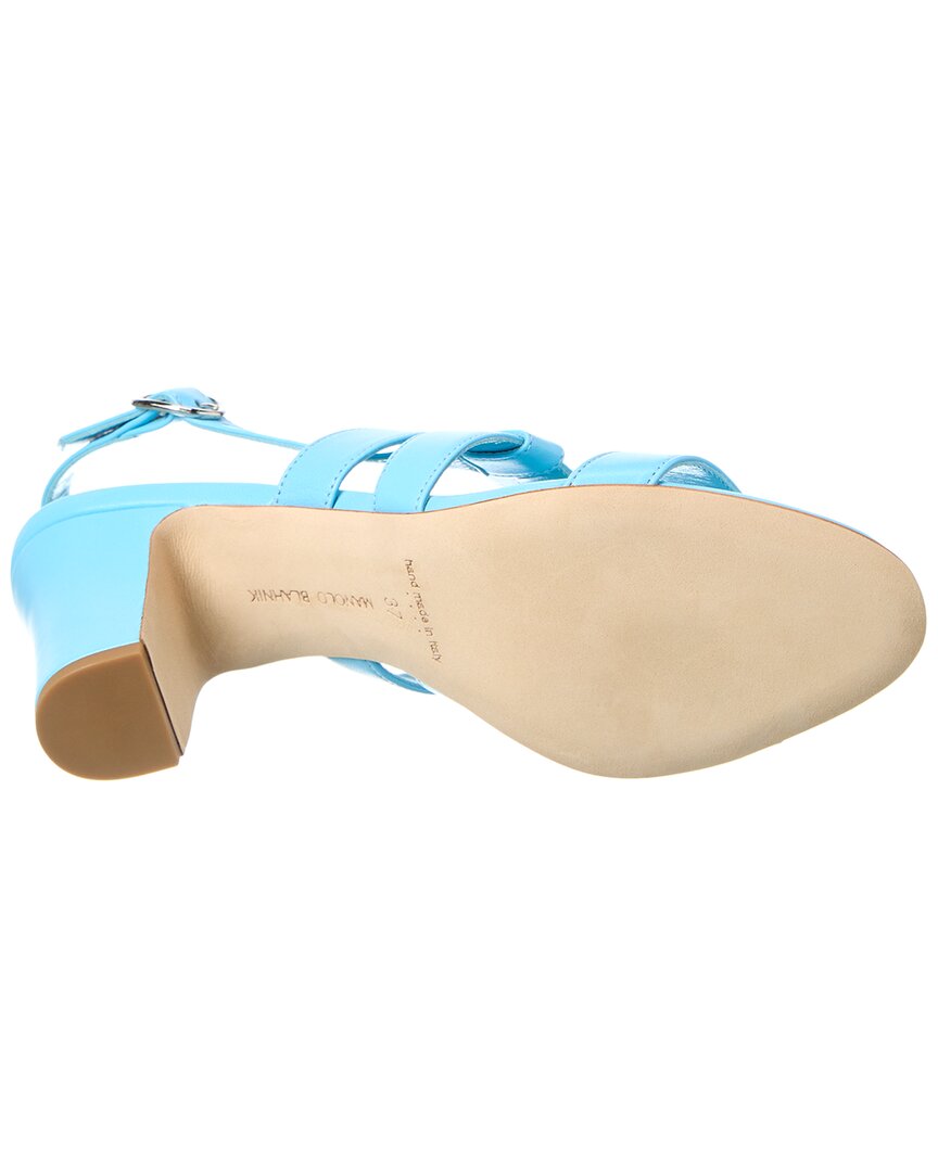 Manolo Blahnik Memaarhi 70 Leather Sandal, синий — фото 4