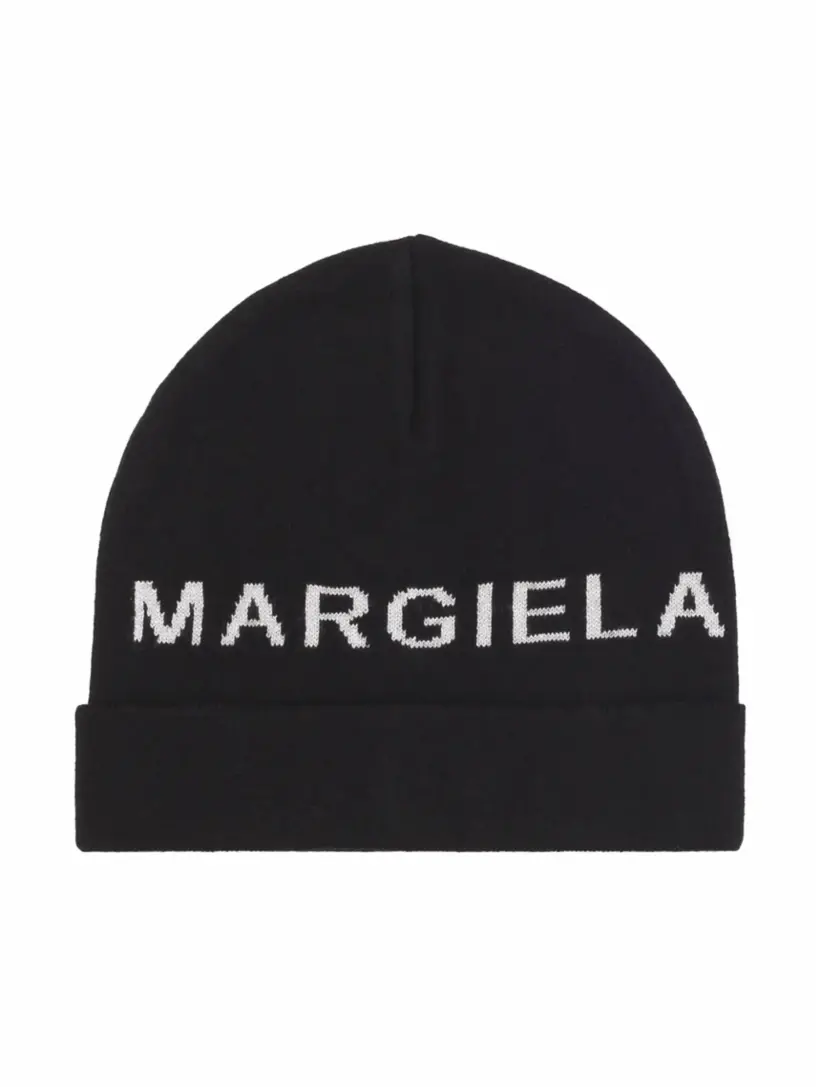 

Вязаная шапка с логотипом MM6 MAISON MARGIELA, черный