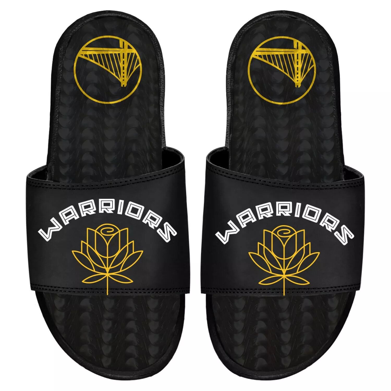 

Черные гелевые шлепанцы ISlide Golden State Warriors 2022/23 City Edition