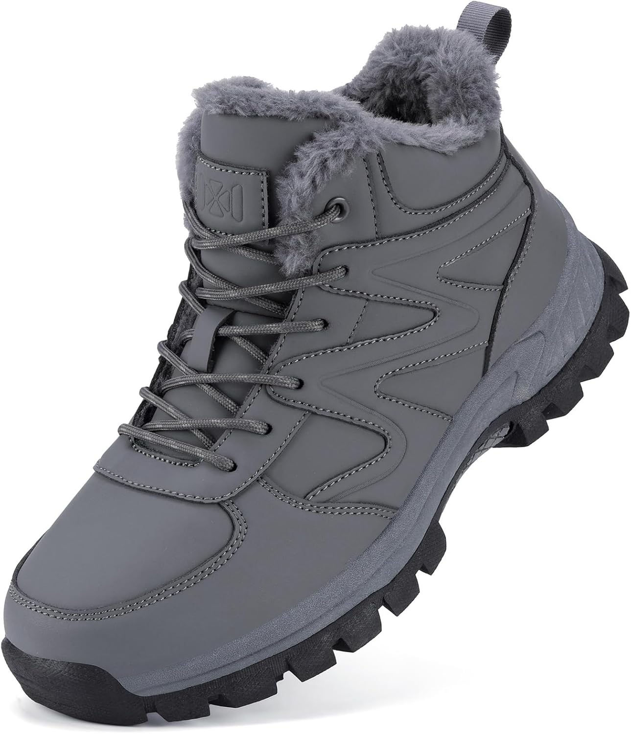 

Мужские зимние ботинки Moodeng Snow теплые и уютные водоотталкивающие легкие походные ботинки противоскользящие для прогулок на улице, серый
