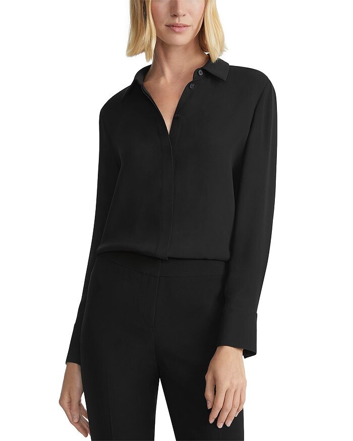 

Шелковая блузка Lafayette 148 New York Scottie, черный