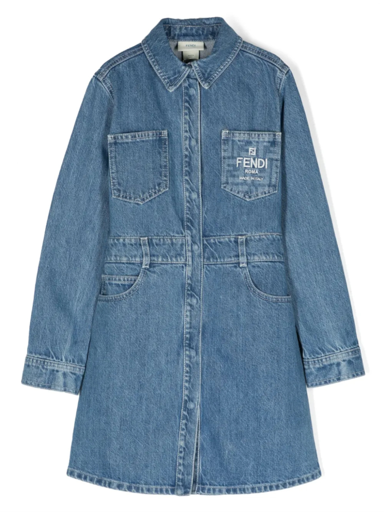 

Джинсовое платье с вырезами Fendi Kids, синий