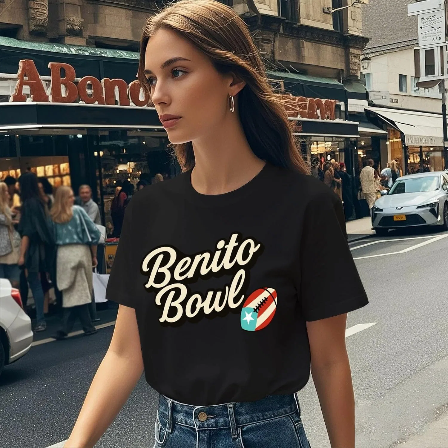Футболка для женщин Benitos Bowls с винтажным принтом Generic, черный — фото 3