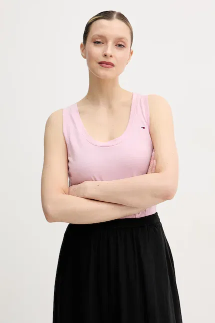 Топ без рукавов хлопковый Tommy Hilfiger, розовый