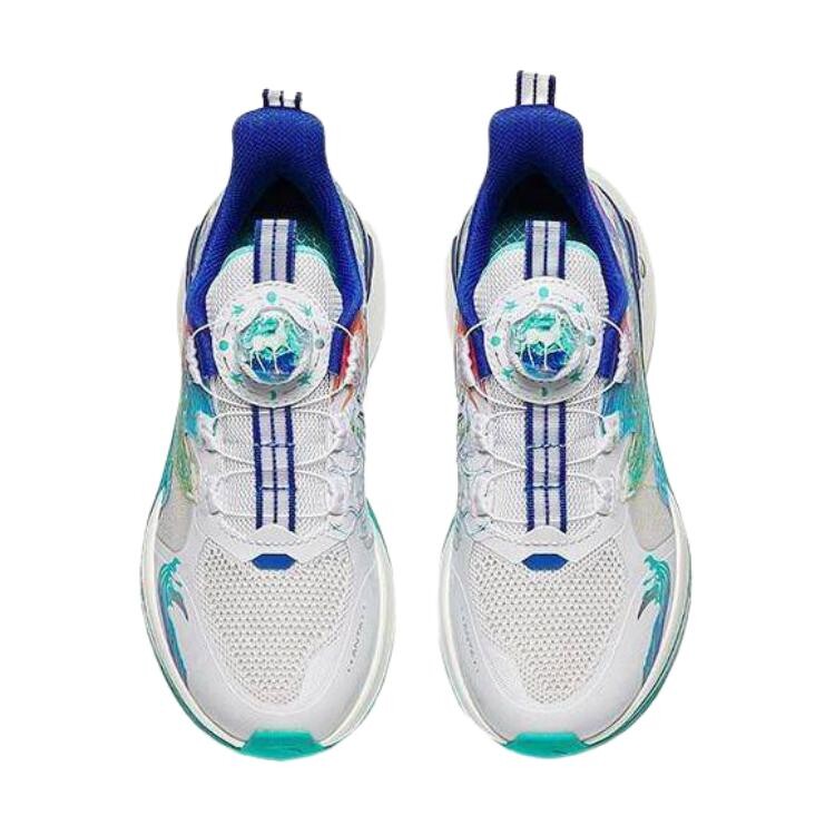 Детские кроссовки GS Low-top белые/флуоресцентные водно-зеленые Anta Kids, белый/зеленый — фото 2
