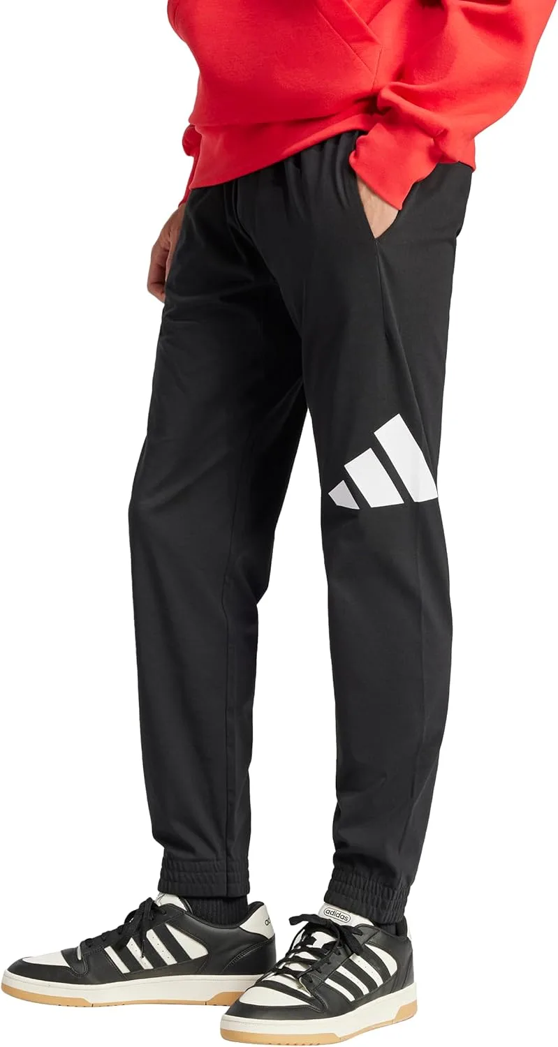 Мужские трикотажные брюки Adidas Essentials с большим логотипом, черно-белый