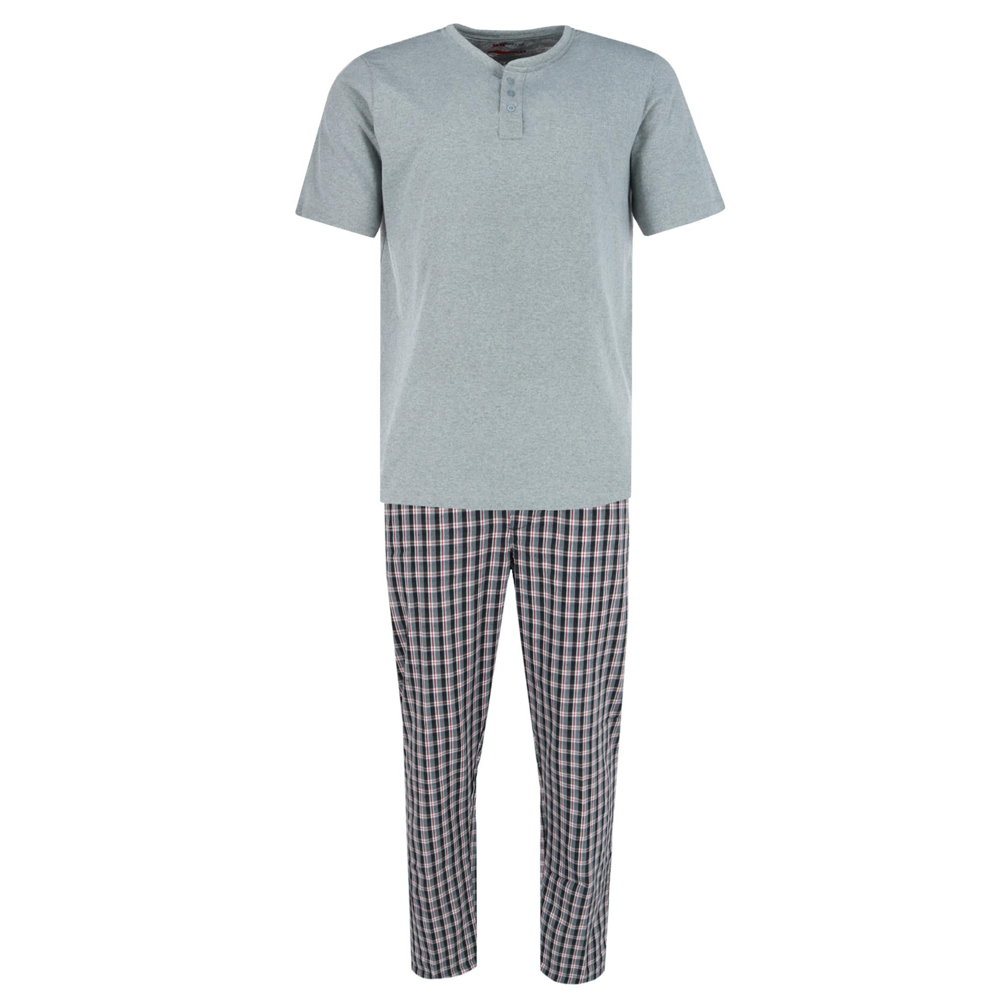 

Мужской комплект из пижамы с коротким рукавом и клетчатыми брюками Ten West Apparel, серый/черный