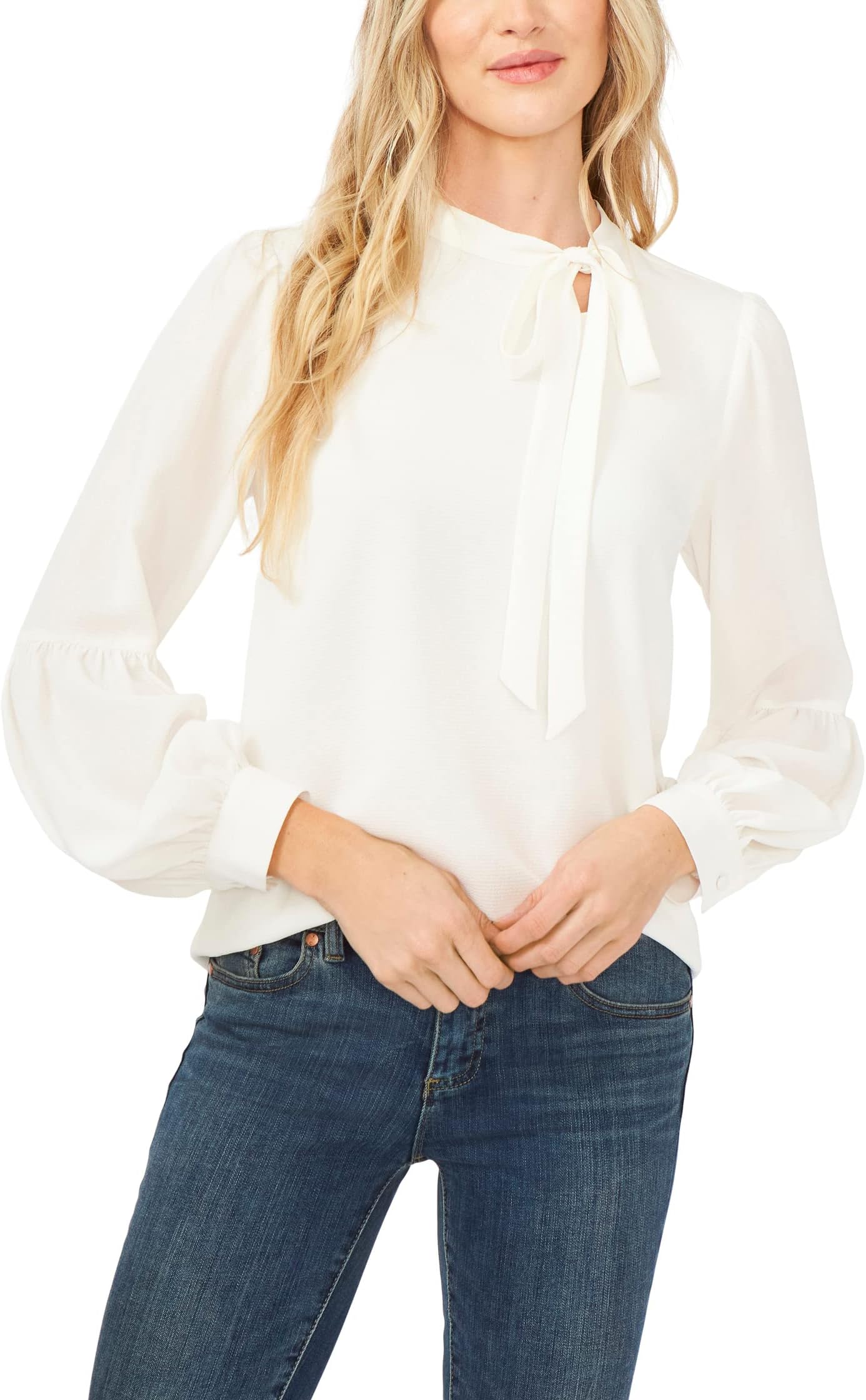 

Блуза CeCe Long Sleeve Blouse w/ Neck Tie, цвет Soft Ecru