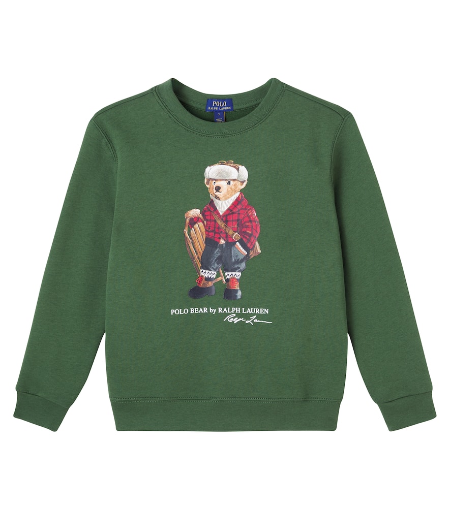 

Хлопковый джерси свитер с принтом медвежонка Поло Polo Ralph Lauren Kids, Hol25 Bear Bottle Green