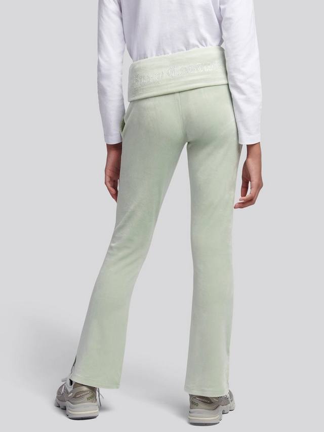 Детские джоггеры с поясом на манжете из велюра Juicy Couture, Frosty Green — фото 2