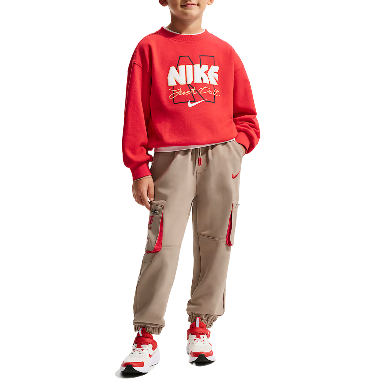 Детские карго-брюки Moderate Nike, хаки/красный/красный — фото 4